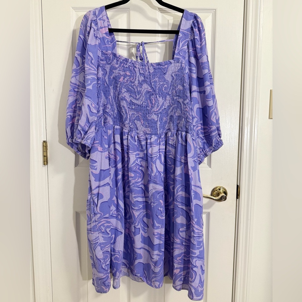 Ava & Viv Lavender and Pink Swirled Smocked Dress